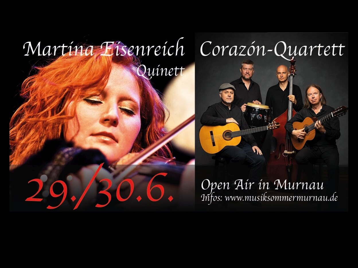 Bild der beiden Künstler Martina Eisenreich und Corazon-Quartett, die im MusikSommerMurnau auftreten